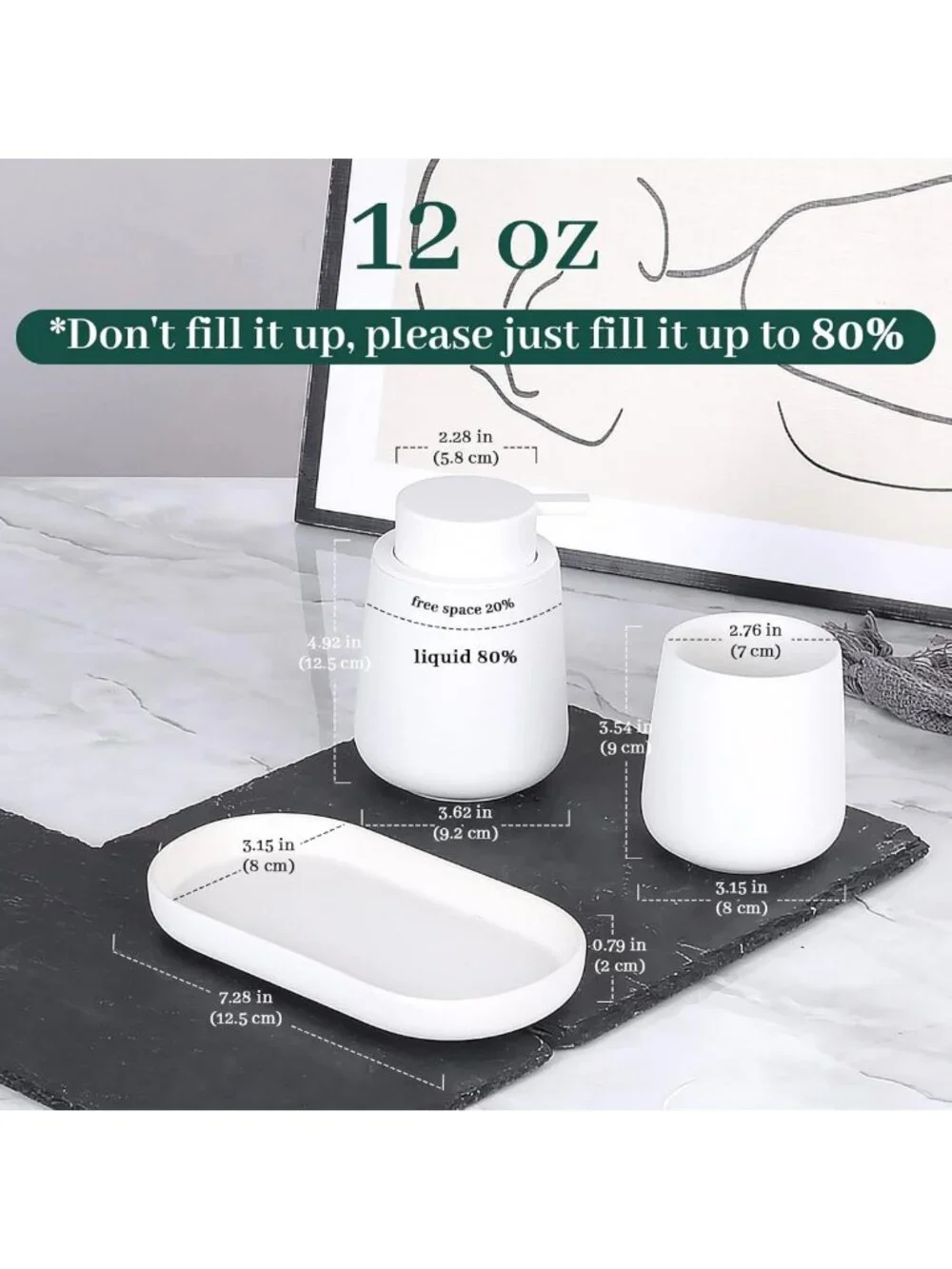 Modern Farmhouse Ceramic Bathroom Accessories Set - Soap Dispenser, Toothbrush